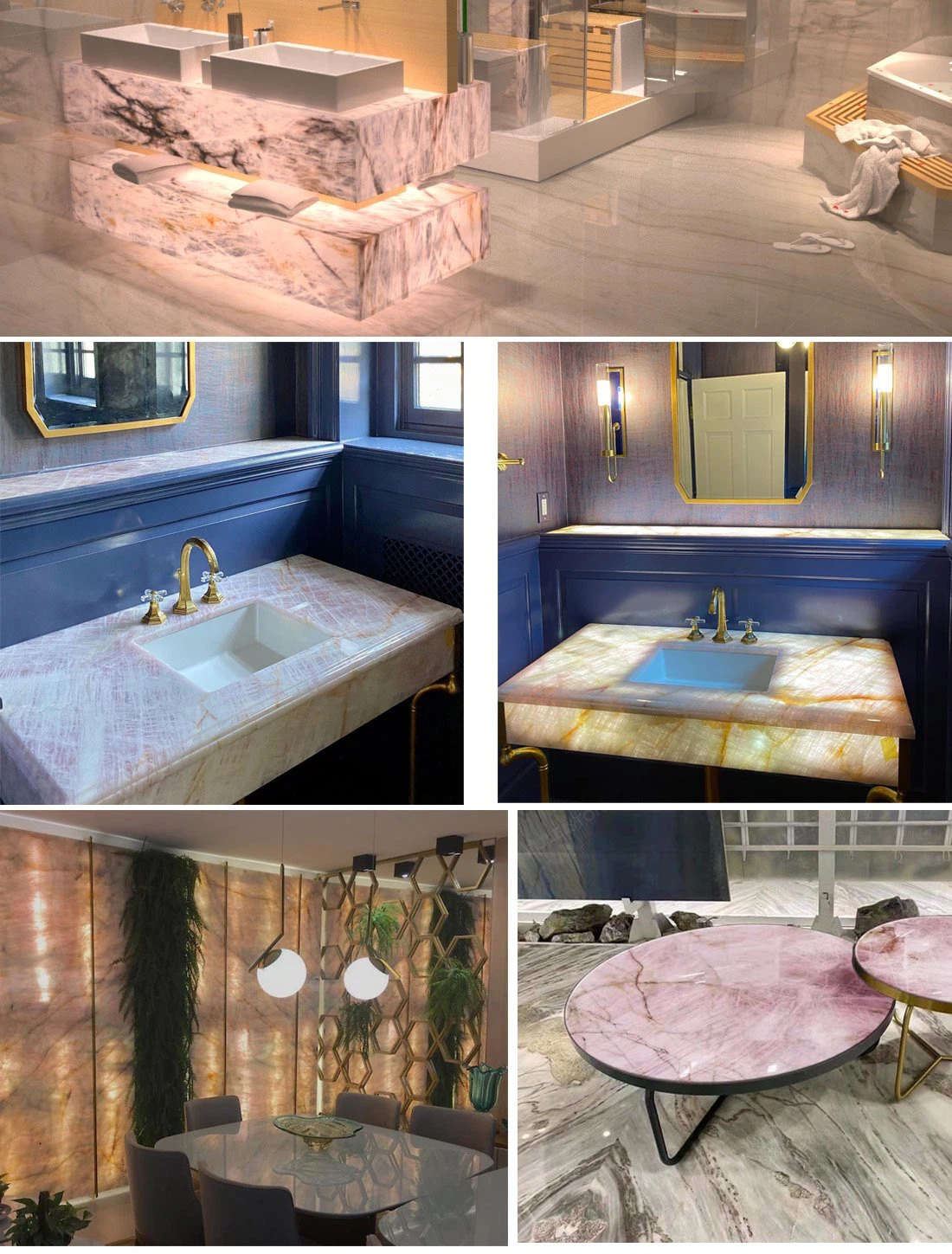 Pink Crystallo Quartzite Backlit Designs-KA UNITED Pink Crystallo Quartzite Backlit Designs-KA UNITED