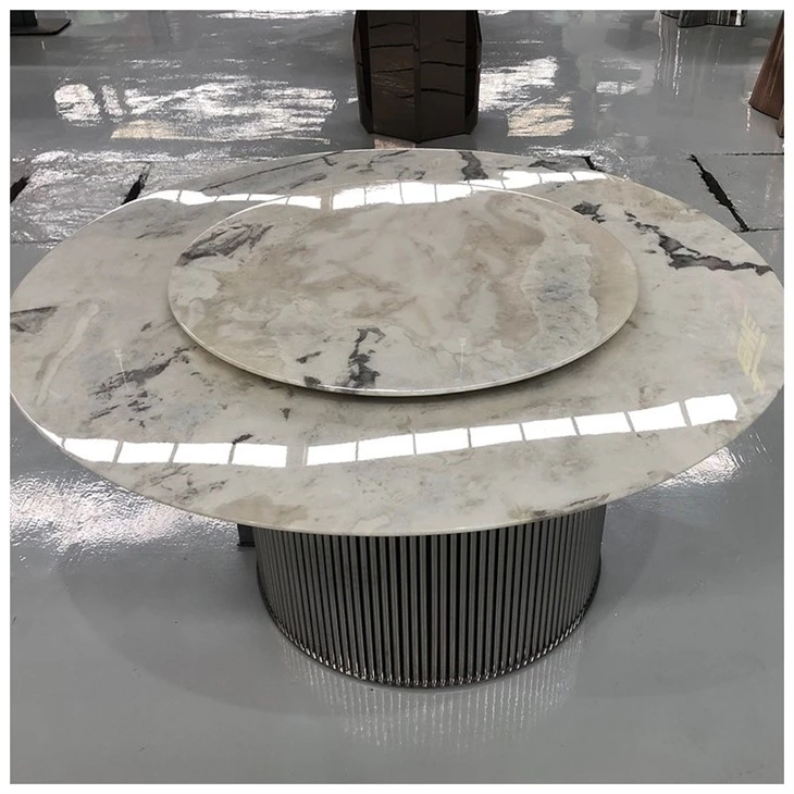 Caribbean Island White Marble Lazy Susan Tables