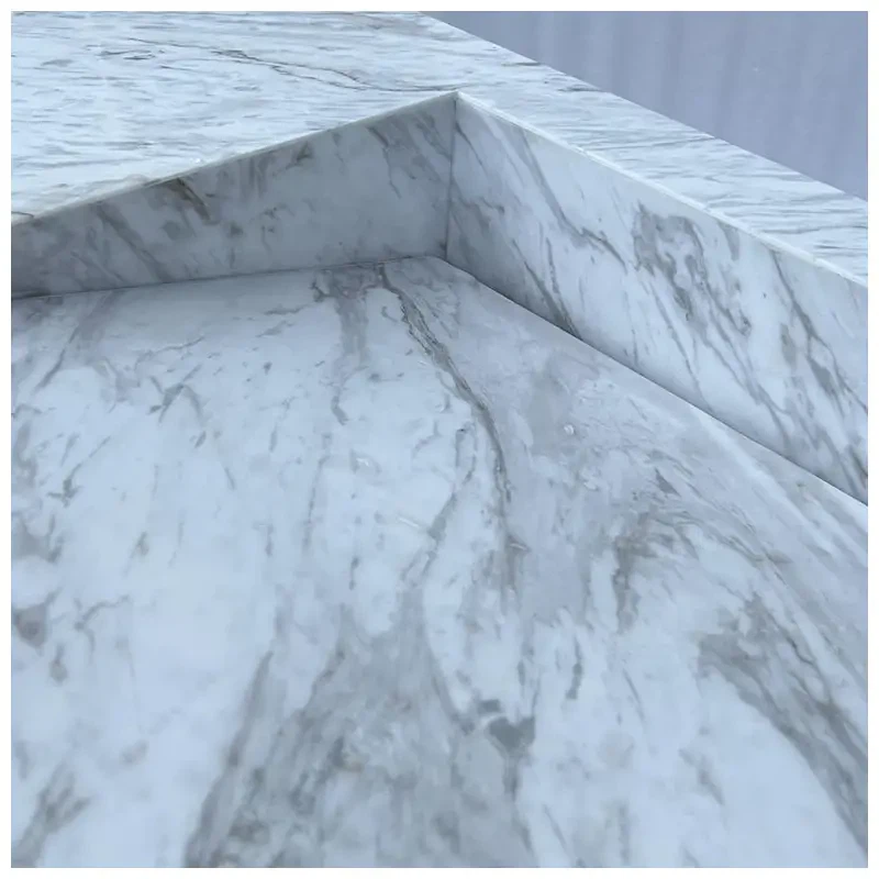 Volakas White Marble Bathroom Wall Hanging Sink