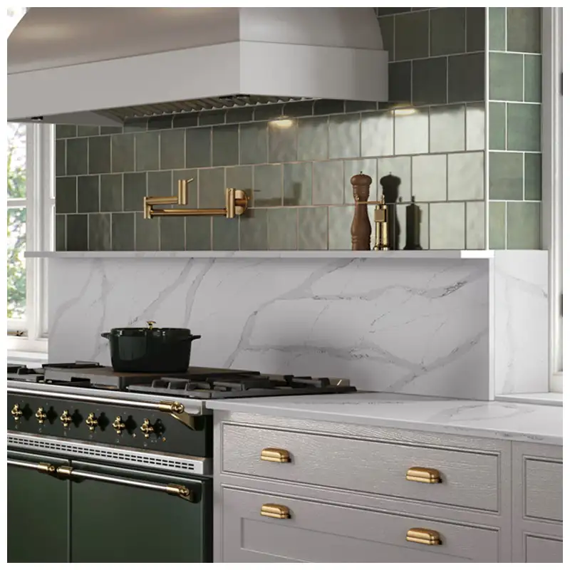 Kwarts-backsplash en plaat-backsplash-keukenkeuzes voor buitenlandse projecten