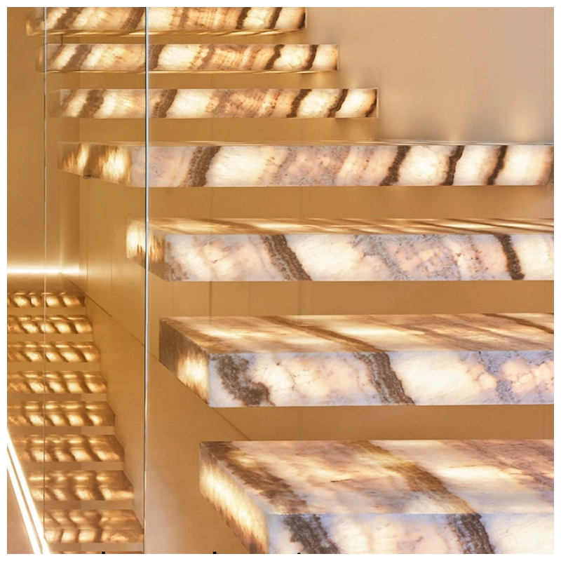 Backlit Onyx Marble Floating Stairs designs-KA UNITED Backlit Onyx Marble Floating Stairs designs-KA UNITED