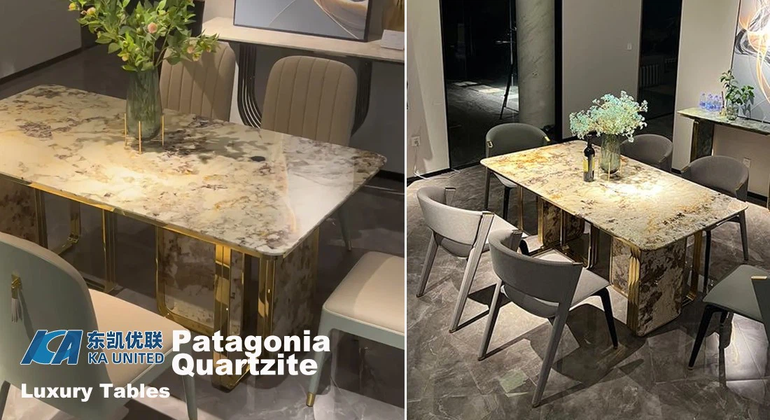 Patagonia Quartzite Double Brass Base Tables Collection-KA UNITED Patagonia Quartzite Double Brass Base Tables Collection-KA UNITED